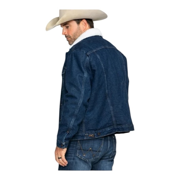 Wrangler Sherpa Lined Jean Jacket Blue Denim Chore Barn Coat SZ L New - Picture 5 of 15